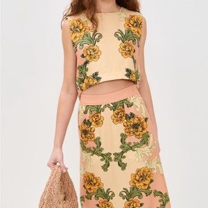 Farm Rio Delicate Flower Arabesque Skirt & Top
